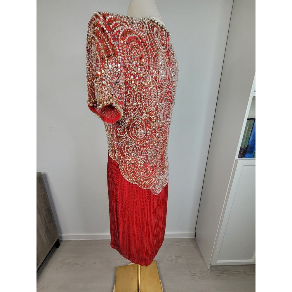 VTG Black Tie by Oleg Cassini Short Sleeve Sequin Beaded Mini Dress Women’s 6 - Picture 8 of 16